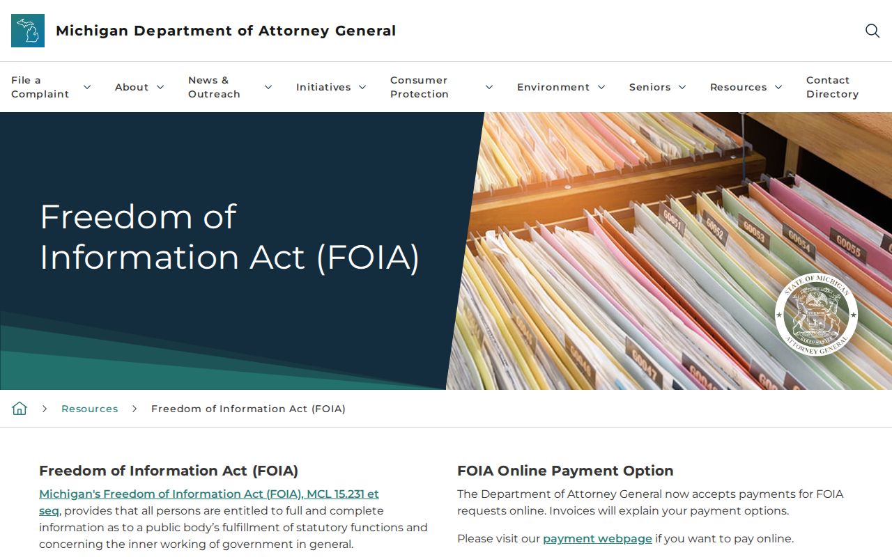 Oxford Township residents directory Michigan FOIA request guidance
