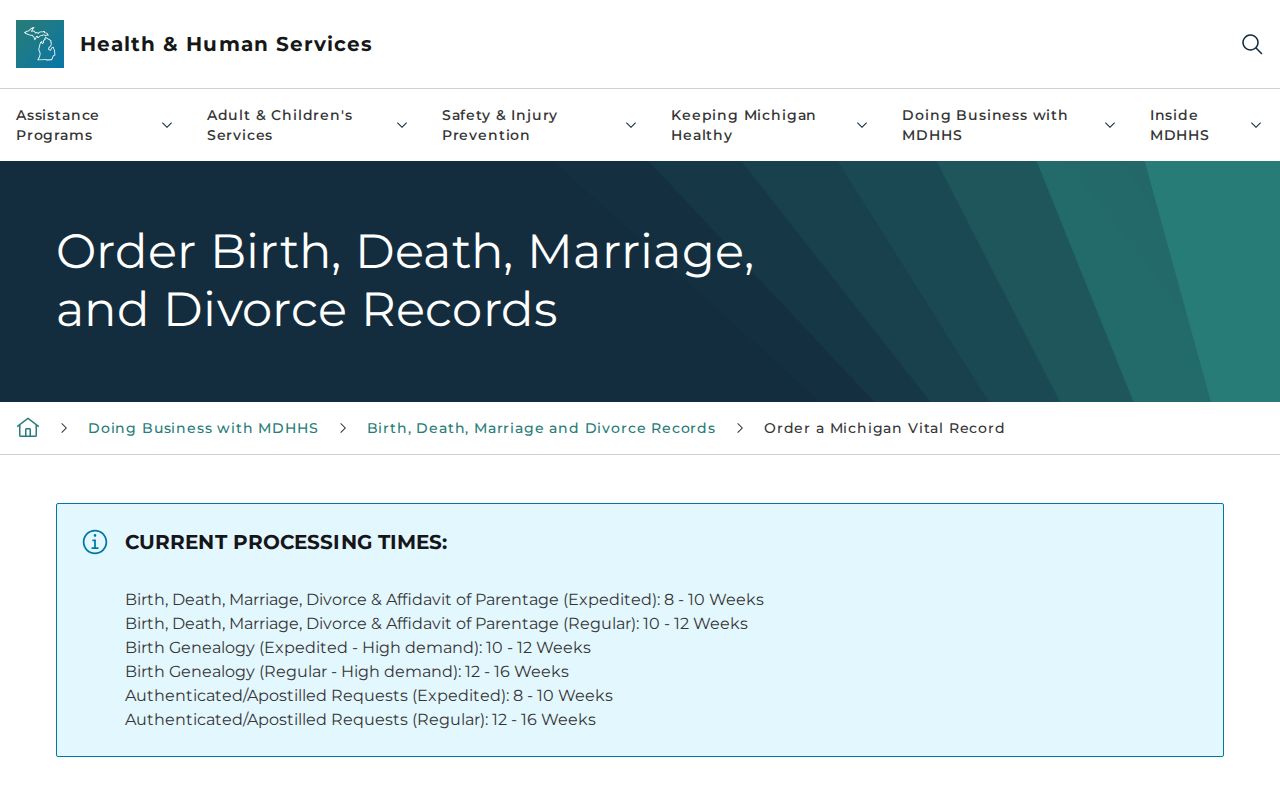 Oxford Township resident lookup with Michigan vital records ordering options