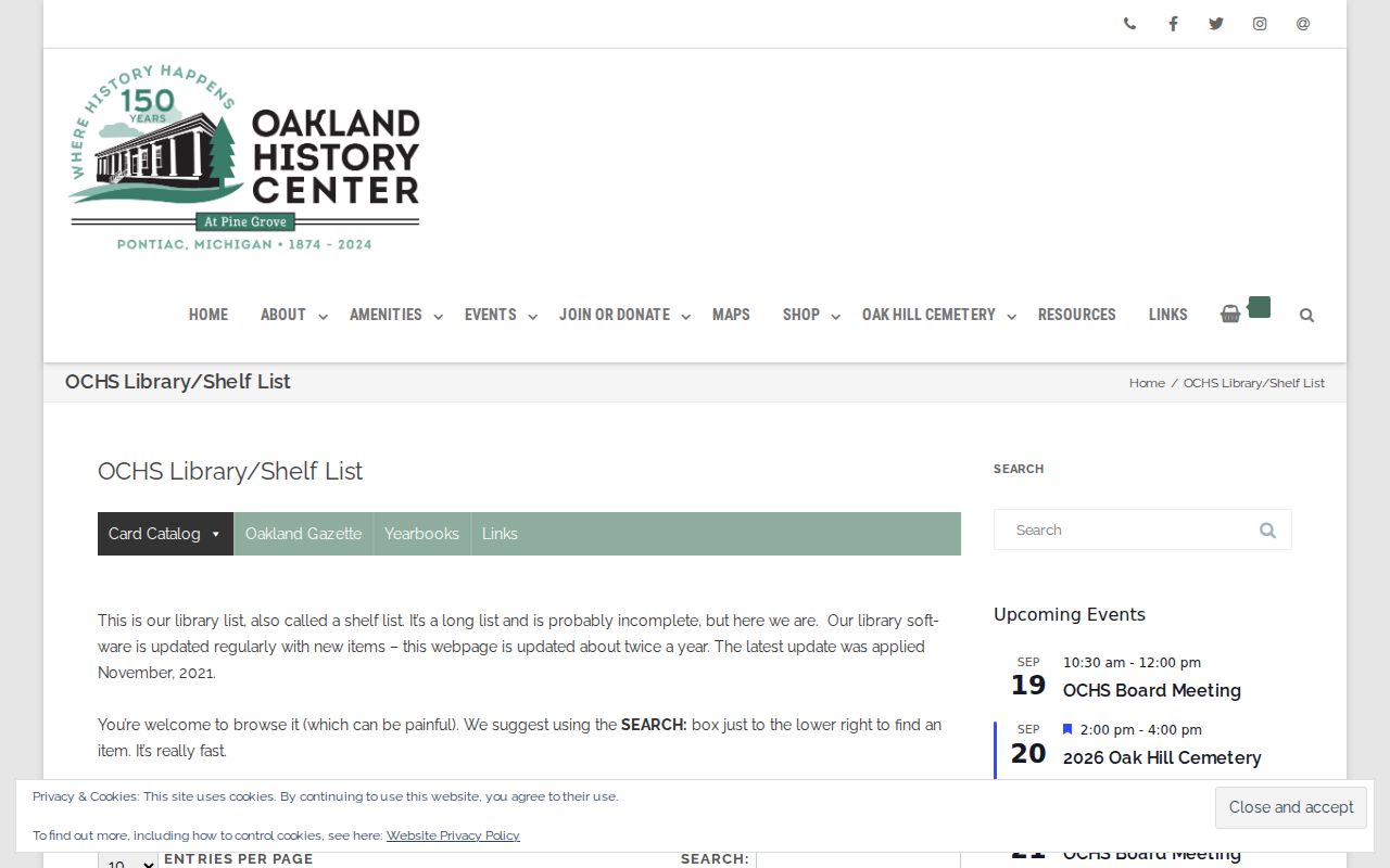 Oxford Township city directory research at the Oakland History Center shelves