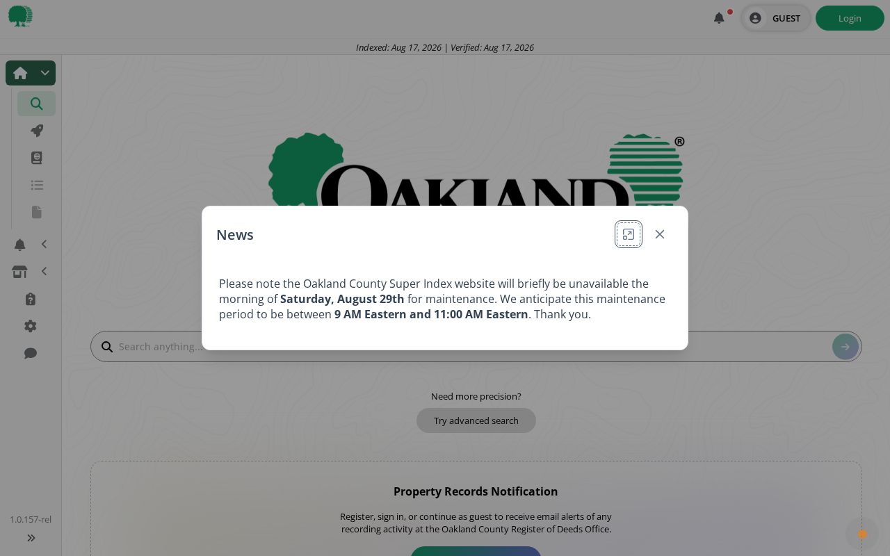 Oxford Township residents directory Oakland Super Index deed search